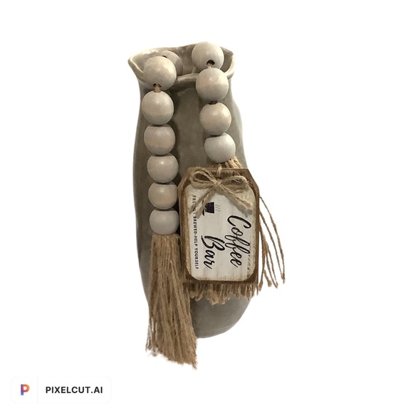 FARMHOUSE WOODEN BEAD GARLAND Coffee Bar - Picture 3 of 7